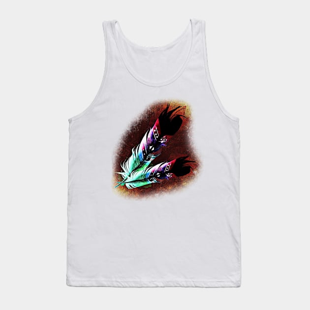 Southwest Native American Indian Tribal Art Colorful Feather Tank Top by twizzler3b